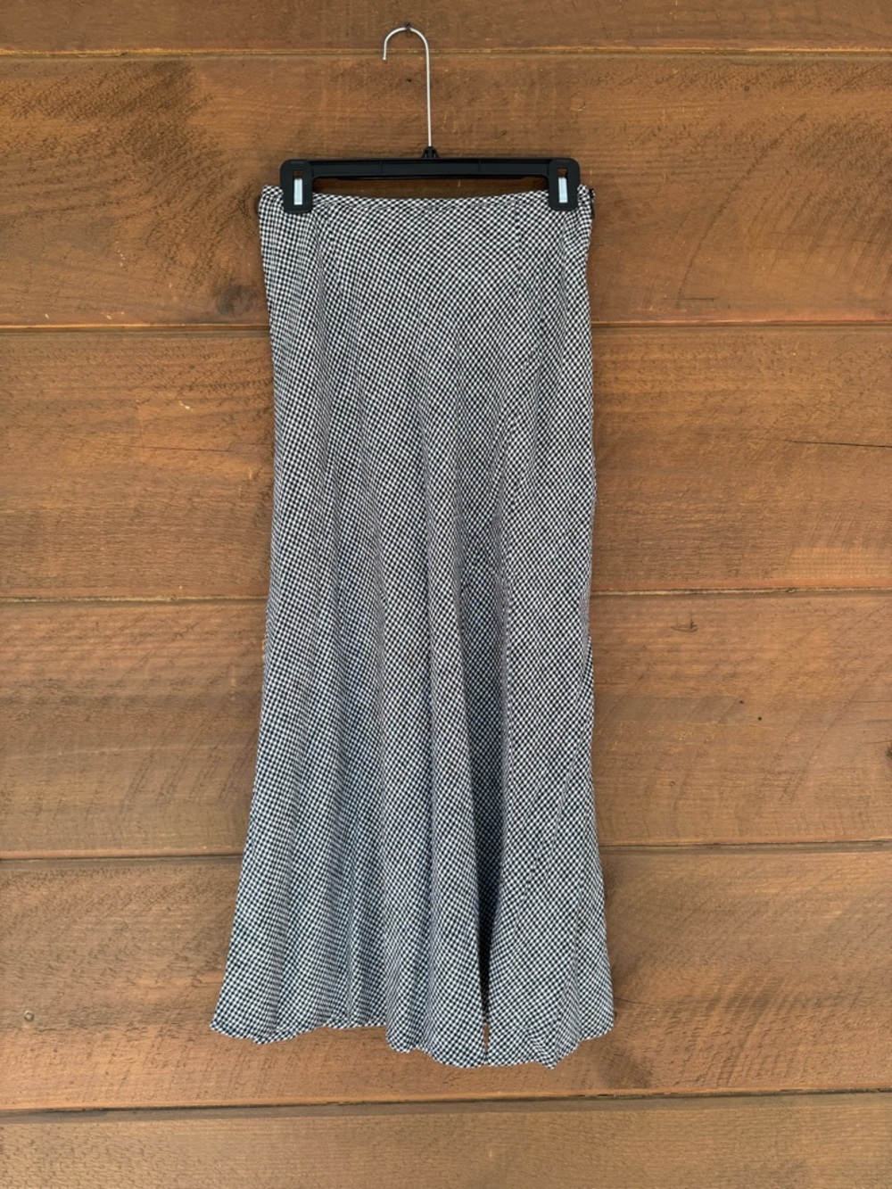 Lightweight vintage black and white checkered maxi skirt